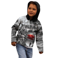 Black ANZAC Day The Battle of Lone Pine Kid Hoodie Kiwi-Kangaroo Soldier Lest We Forget LT9 - Polynesian Pride
