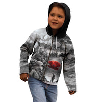 Black ANZAC Day The Battle of Lone Pine Kid Hoodie Kiwi-Kangaroo Soldier Lest We Forget LT9 - Polynesian Pride
