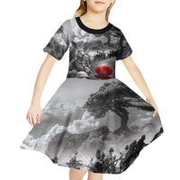 Black ANZAC Day The Battle of Lone Pine Kid Short Sleeve Dress Kiwi-Kangaroo Soldier Lest We Forget LT9 - Polynesian Pride