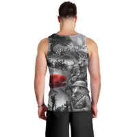 Black ANZAC Day The Battle of Lone Pine Men Tank Top Kiwi-Kangaroo Soldier Lest We Forget LT9 - Polynesian Pride