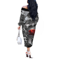 Black ANZAC Day The Battle of Lone Pine Off The Shoulder Long Sleeve Dress Kiwi-Kangaroo Soldier Lest We Forget LT9 - Polynesian Pride
