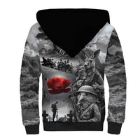 Black ANZAC Day The Battle of Lone Pine Sherpa Hoodie Kiwi-Kangaroo Soldier Lest We Forget LT9 - Polynesian Pride
