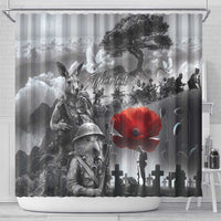 Black ANZAC Day The Battle of Lone Pine Shower Curtain Kiwi-Kangaroo Soldier Lest We Forget LT9 - Polynesian Pride