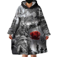 Black ANZAC Day The Battle of Lone Pine Wearable Blanket Hoodie Kiwi-Kangaroo Soldier Lest We Forget LT9 - Polynesian Pride