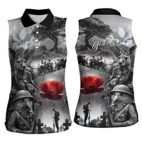 Black ANZAC Day The Battle of Lone Pine Women Sleeveless Polo Shirt Kiwi-Kangaroo Soldier Lest We Forget LT9 - Polynesian Pride