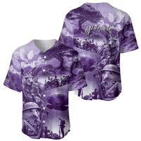 Purple ANZAC Day The Battle of Lone Pine Baseball Jersey Kiwi-Kangaroo Soldier Lest We Forget LT9 - Polynesian Pride