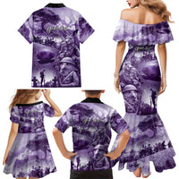Purple ANZAC Day The Battle of Lone Pine Family Matching Mermaid Dress and Hawaiian Shirt Kiwi-Kangaroo Soldier Lest We Forget LT9 - Polynesian Pride