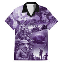 Purple ANZAC Day The Battle of Lone Pine Family Matching Mermaid Dress and Hawaiian Shirt Kiwi-Kangaroo Soldier Lest We Forget LT9 Dad's Shirt - Short Sleeve Purple - Polynesian Pride