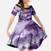 Purple ANZAC Day The Battle of Lone Pine Family Matching Puletasi and Hawaiian Shirt Kiwi-Kangaroo Soldier Lest We Forget LT9 Daughter's Dress Purple - Polynesian Pride