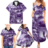 Purple ANZAC Day The Battle of Lone Pine Family Matching Summer Maxi Dress and Hawaiian Shirt Kiwi-Kangaroo Soldier Lest We Forget LT9 - Polynesian Pride