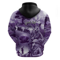 Purple ANZAC Day The Battle of Lone Pine Hoodie Kiwi-Kangaroo Soldier Lest We Forget LT9 - Polynesian Pride