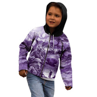 Purple ANZAC Day The Battle of Lone Pine Kid Hoodie Kiwi-Kangaroo Soldier Lest We Forget LT9 - Polynesian Pride