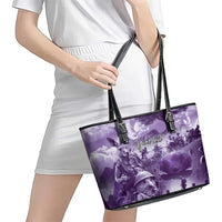 Purple ANZAC Day The Battle of Lone Pine Leather Tote Bag Kiwi-Kangaroo Soldier Lest We Forget LT9 - Polynesian Pride