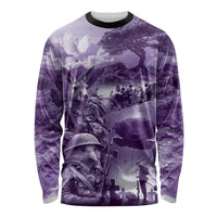 Purple ANZAC Day The Battle of Lone Pine Long Sleeve Shirt Kiwi-Kangaroo Soldier Lest We Forget LT9 Unisex Purple - Polynesian Pride