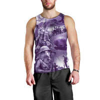 Purple ANZAC Day The Battle of Lone Pine Men Tank Top Kiwi-Kangaroo Soldier Lest We Forget LT9 - Polynesian Pride