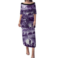 Purple ANZAC Day The Battle of Lone Pine Puletasi Kiwi-Kangaroo Soldier Lest We Forget LT9 Long Dress Purple - Polynesian Pride