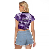 Purple ANZAC Day The Battle of Lone Pine Raglan Cropped T Shirt Kiwi-Kangaroo Soldier Lest We Forget LT9 - Polynesian Pride
