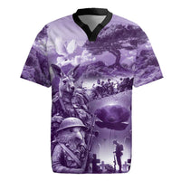 Purple ANZAC Day The Battle of Lone Pine Rugby Jersey Kiwi-Kangaroo Soldier Lest We Forget LT9 Purple - Polynesian Pride