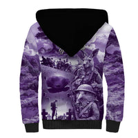 Purple ANZAC Day The Battle of Lone Pine Sherpa Hoodie Kiwi-Kangaroo Soldier Lest We Forget LT9 - Polynesian Pride