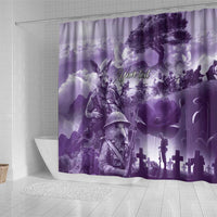 Purple ANZAC Day The Battle of Lone Pine Shower Curtain Kiwi-Kangaroo Soldier Lest We Forget LT9 - Polynesian Pride