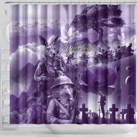 Purple ANZAC Day The Battle of Lone Pine Shower Curtain Kiwi-Kangaroo Soldier Lest We Forget LT9 - Polynesian Pride
