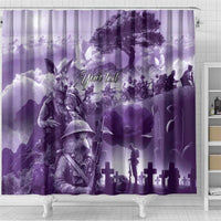 Purple ANZAC Day The Battle of Lone Pine Shower Curtain Kiwi-Kangaroo Soldier Lest We Forget LT9 - Polynesian Pride