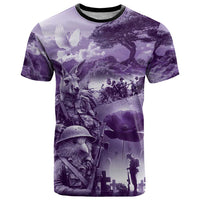 Purple ANZAC Day The Battle of Lone Pine T Shirt Kiwi-Kangaroo Soldier Lest We Forget LT9 Purple - Polynesian Pride