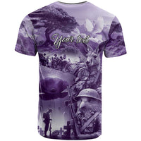Purple ANZAC Day The Battle of Lone Pine T Shirt Kiwi-Kangaroo Soldier Lest We Forget LT9 - Polynesian Pride