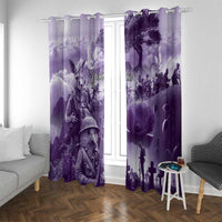 Purple ANZAC Day The Battle of Lone Pine Window Curtain Kiwi-Kangaroo Soldier Lest We Forget LT9 With Grommets Purple - Polynesian Pride