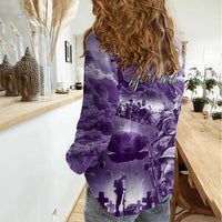 Purple ANZAC Day The Battle of Lone Pine Women Casual Shirt Kiwi-Kangaroo Soldier Lest We Forget LT9 - Polynesian Pride