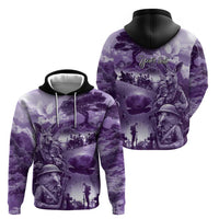 Purple ANZAC Day The Battle of Lone Pine Zip Hoodie Kiwi-Kangaroo Soldier Lest We Forget LT9 - Polynesian Pride