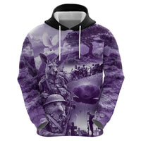 Purple ANZAC Day The Battle of Lone Pine Zip Hoodie Kiwi-Kangaroo Soldier Lest We Forget LT9 - Polynesian Pride