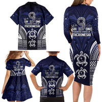 FSM Chuuk States Family Matching Long Sleeve Bodycon Dress and Hawaiian Shirt Micronesia Six 9 One Polynesian Tribal Pattern LT9 - Polynesian Pride