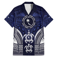 FSM Chuuk States Family Matching Mermaid Dress and Hawaiian Shirt Micronesia Six 9 One Polynesian Tribal Pattern LT9 Dad's Shirt - Short Sleeve Blue - Polynesian Pride