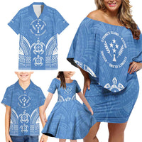 FSM Kosrae States Family Matching Off Shoulder Short Dress and Hawaiian Shirt Micronesia Six 9 One Polynesian Tribal Pattern LT9 - Polynesian Pride