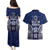 FSM Pohnpei States Couples Matching Puletasi and Hawaiian Shirt Micronesia Six 9 One Polynesian Tribal Pattern