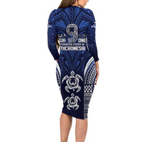 FSM Pohnpei States Family Matching Long Sleeve Bodycon Dress and Hawaiian Shirt Micronesia Six 9 One Polynesian Tribal Pattern LT9 - Polynesian Pride