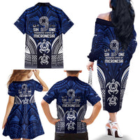 FSM Pohnpei States Family Matching Off The Shoulder Long Sleeve Dress and Hawaiian Shirt Micronesia Six 9 One Polynesian Tribal Pattern LT9 - Polynesian Pride