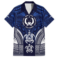 FSM Pohnpei States Family Matching Off The Shoulder Long Sleeve Dress and Hawaiian Shirt Micronesia Six 9 One Polynesian Tribal Pattern LT9 Dad's Shirt - Short Sleeve Blue - Polynesian Pride