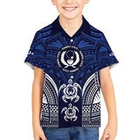 FSM Pohnpei States Family Matching Short Sleeve Bodycon Dress and Hawaiian Shirt Micronesia Six 9 One Polynesian Tribal Pattern LT9 Son's Shirt Blue - Polynesian Pride