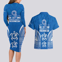 FSM Yap States Couples Matching Long Sleeve Bodycon Dress and Hawaiian Shirt Micronesia Six 9 One Polynesian Tribal Pattern LT9 - Polynesian Pride
