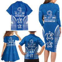 FSM Yap States Family Matching Long Sleeve Bodycon Dress and Hawaiian Shirt Micronesia Six 9 One Polynesian Tribal Pattern LT9 - Polynesian Pride