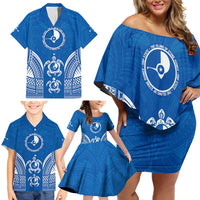 FSM Yap States Family Matching Off Shoulder Short Dress and Hawaiian Shirt Micronesia Six 9 One Polynesian Tribal Pattern LT9 - Polynesian Pride