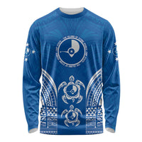 FSM Yap States Long Sleeve Shirt Micronesia Six 9 One Polynesian Tribal Pattern LT9 Unisex Blue - Polynesian Pride