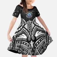 FSM Micronesia Six 9 One Family Matching Mermaid Dress and Hawaiian Shirt Polynesian Tribal Pattern LT9 Daughter's Dress Black - Polynesian Pride