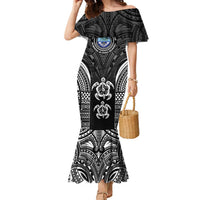 FSM Micronesia Six 9 One Family Matching Mermaid Dress and Hawaiian Shirt Polynesian Tribal Pattern LT9 Mom's Dress Black - Polynesian Pride