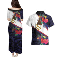 American Samoa Flag Day Since 1900 Couples Matching Puletasi and Hawaiian Shirt Samoa Muamua Le Atua Tropical Flowers LT9 - Polynesian Pride
