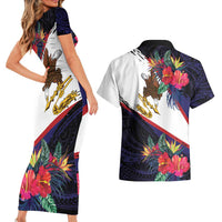 American Samoa Flag Day Since 1900 Couples Matching Short Sleeve Bodycon Dress and Hawaiian Shirt Samoa Muamua Le Atua Tropical Flowers LT9 - Polynesian Pride