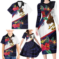 American Samoa Flag Day Since 1900 Family Matching Long Sleeve Bodycon Dress and Hawaiian Shirt Samoa Muamua Le Atua Tropical Flowers LT9 - Polynesian Pride