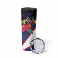 American Samoa Flag Day Since 1900 Skinny Tumbler Samoa Muamua Le Atua Tropical Flowers LT9 - Polynesian Pride